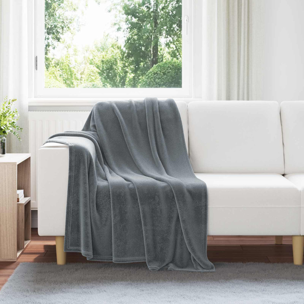 Vidaxl plaid gris foncé 130 x 150 cm polaire