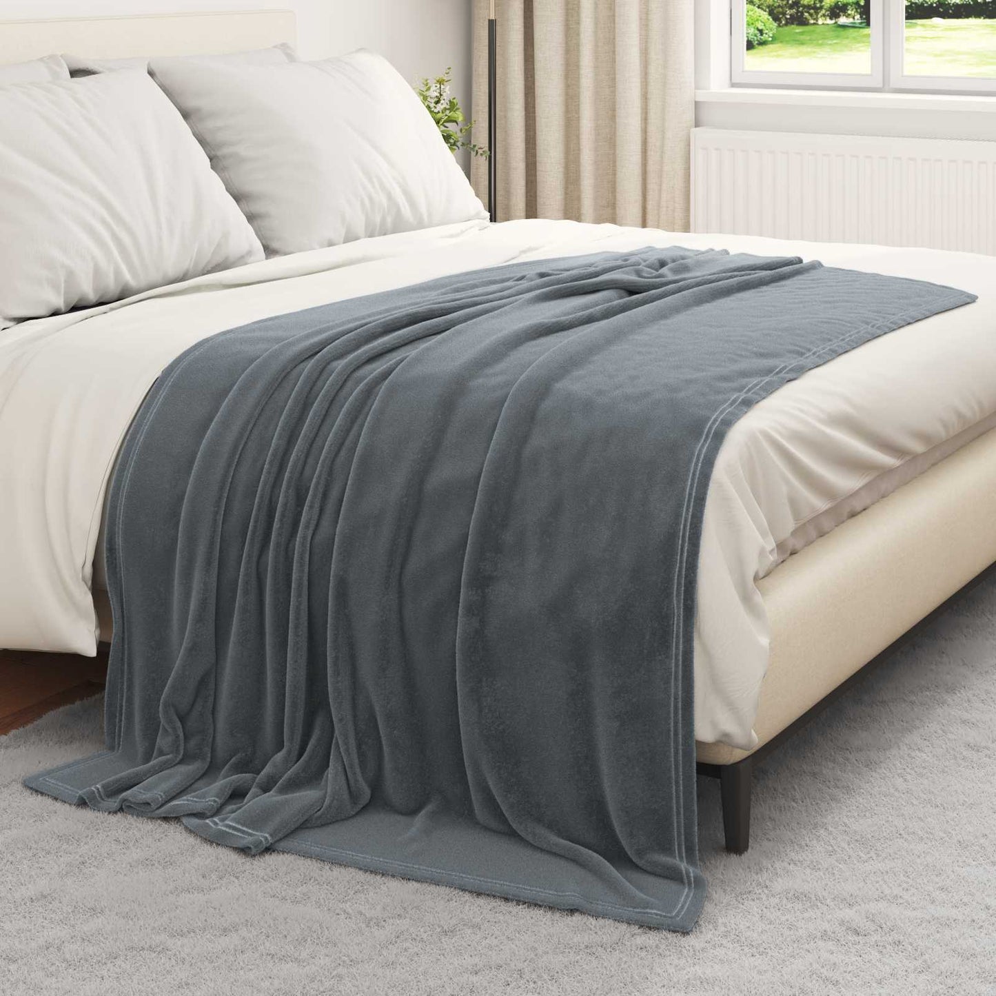 Vidaxl plaid gris foncé 150 x 200 cm polaire