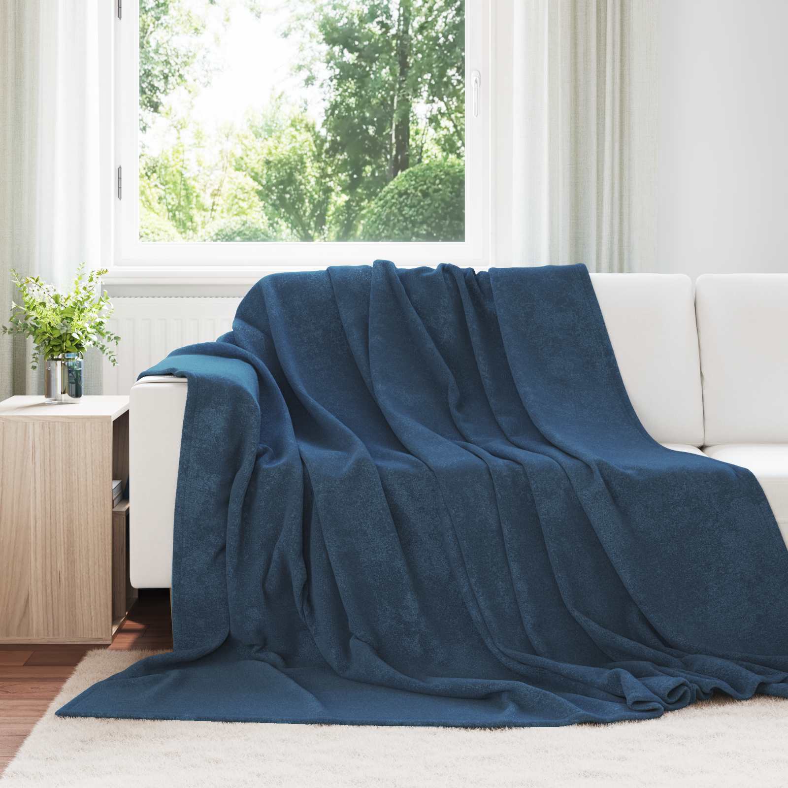Vidaxx plaid bleu marine 220 x 240 cm polaire