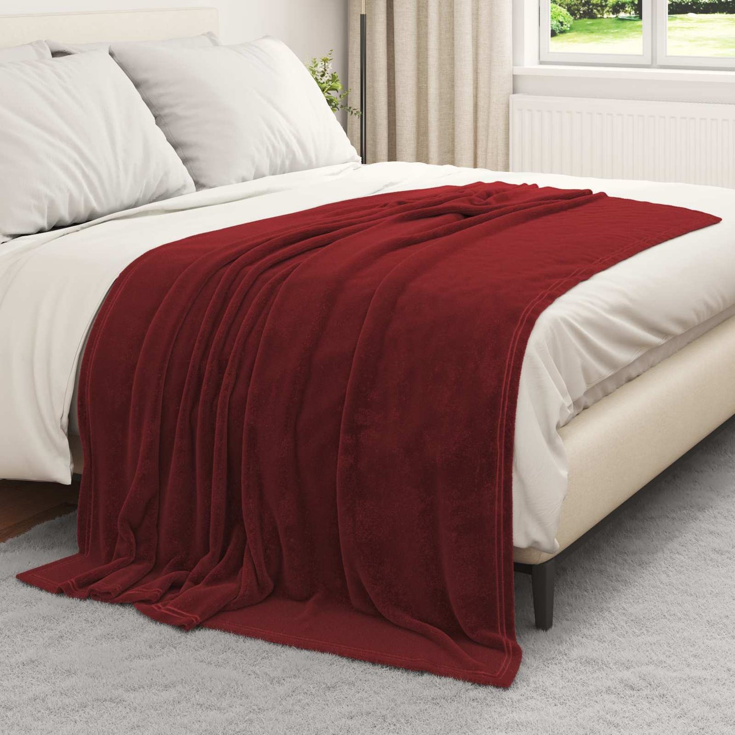 Vidaxx plaid rouge bordeaux 150 x 200 cm polaire