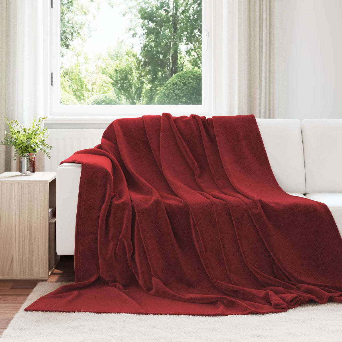 Vidaxx plaid rouge bordeaux 240 x 270 cm polaire