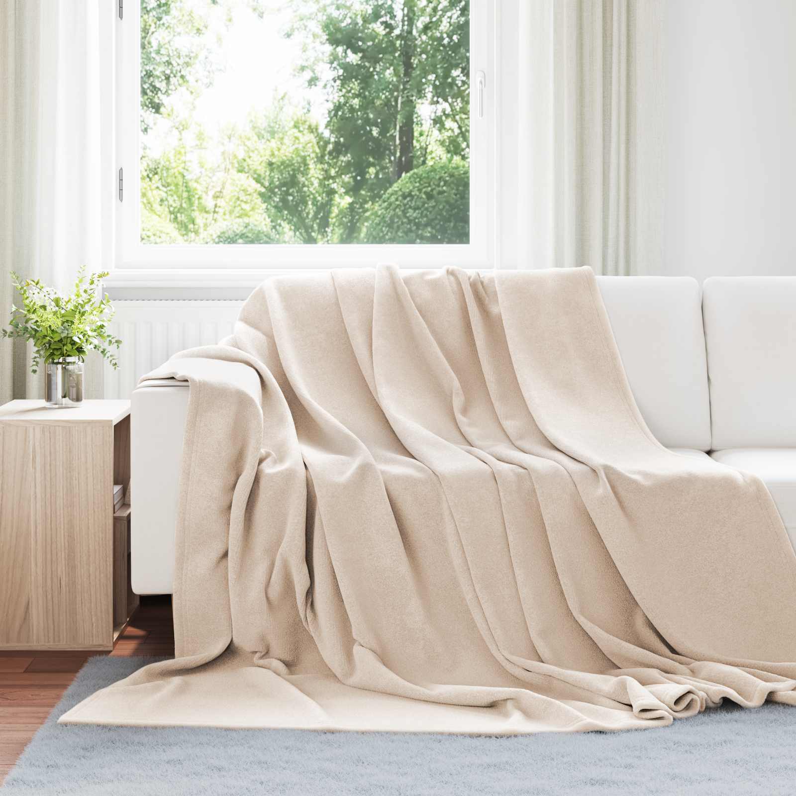 Vidaxl tapis 6 pcs beige 240 x 270 cm polaire