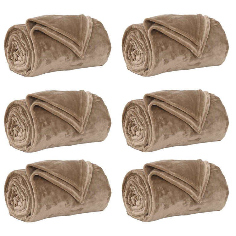 VidaXL tapis 6 pcs camel 130 x 150 cm polaire