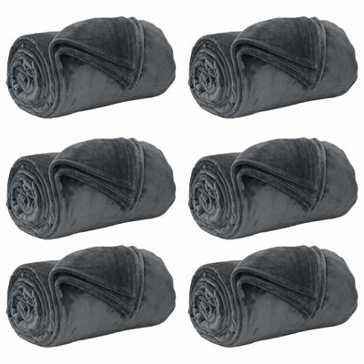 Vidaxl tapis 6 pcs gris foncé 130 x 150 cm polaire