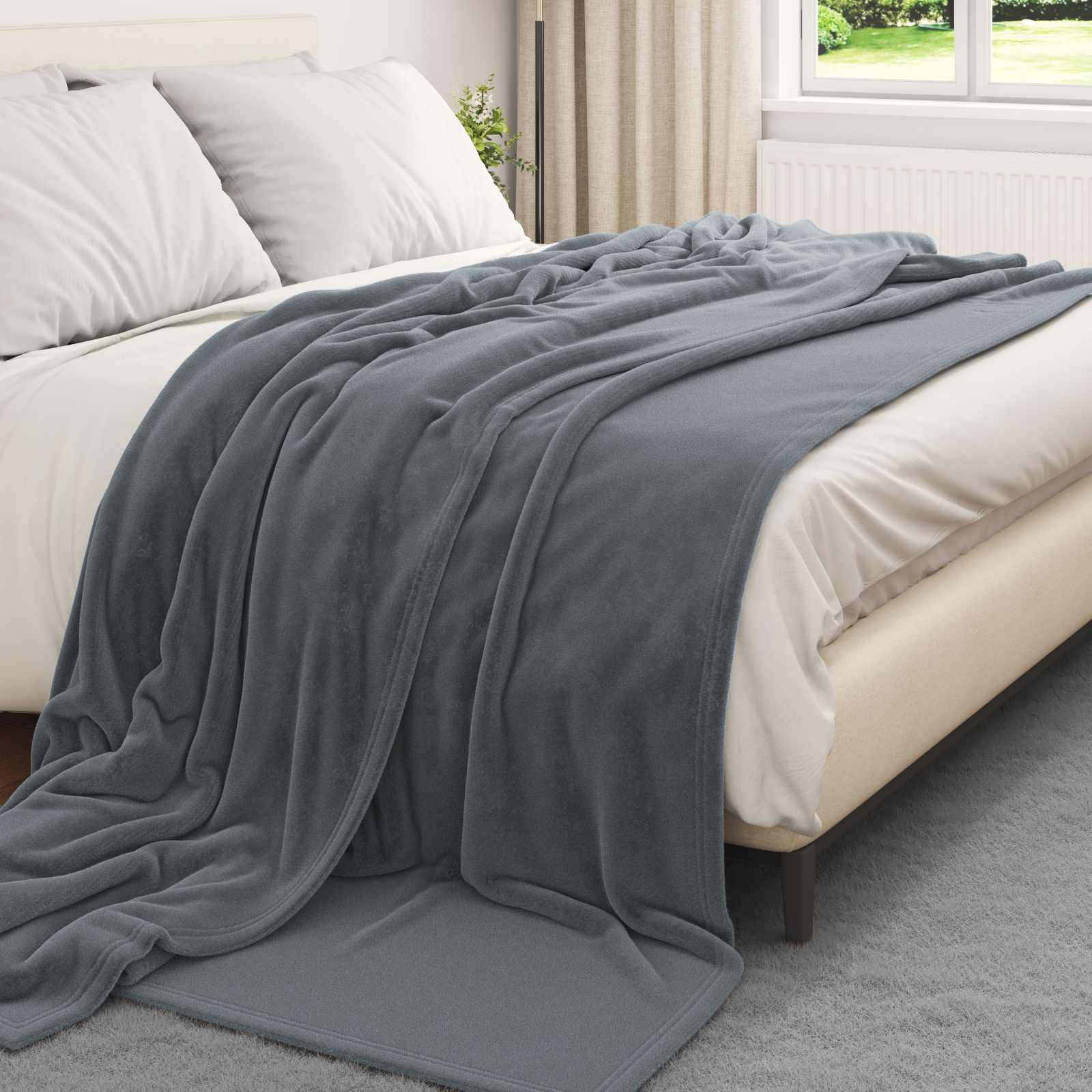 Vidaxl tapis 6 pcs gris foncé 220 x 240 cm polaire