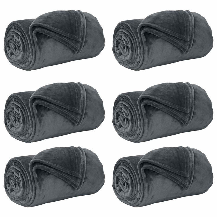 Vidaxl tapis 6 pcs gris foncé 240 x 270 cm polaire