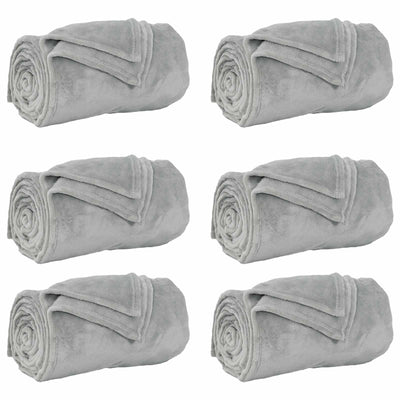 Vidaxl tapis 6 pcs gris 240 x 270 cm polaire