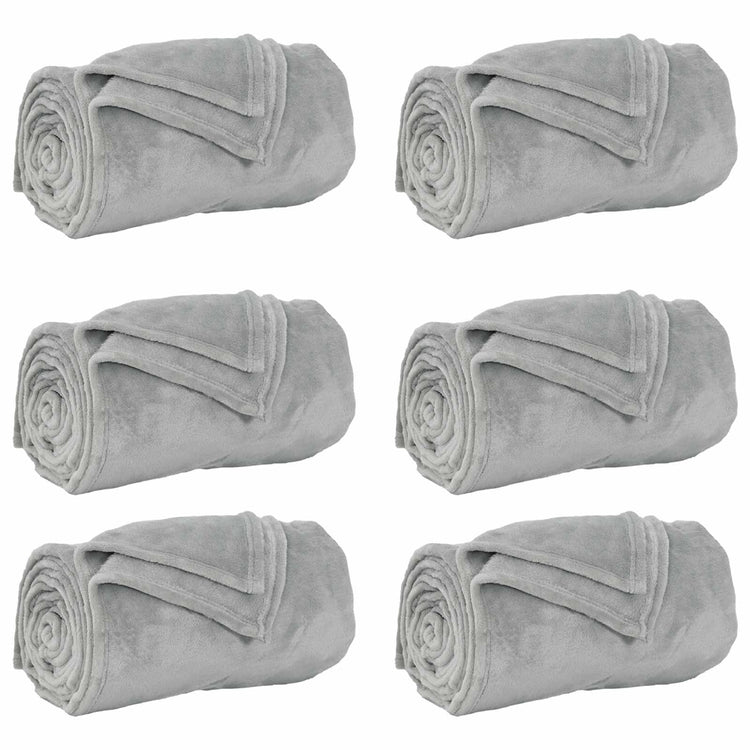 Vidaxl tapis 6 pcs gris 240 x 270 cm polaire