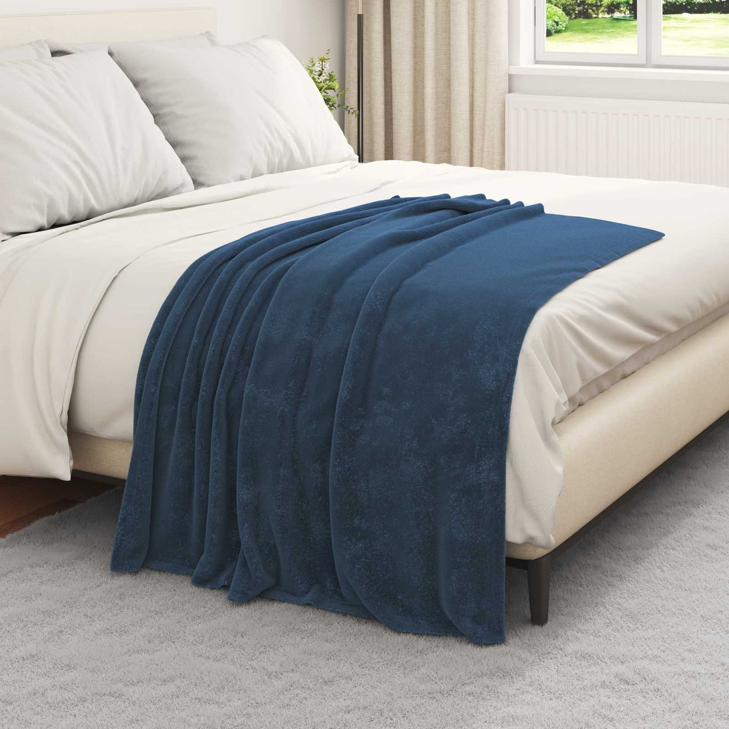 VidaXL tapis 6 pcs bleu marine 130 x 150 cm polaire