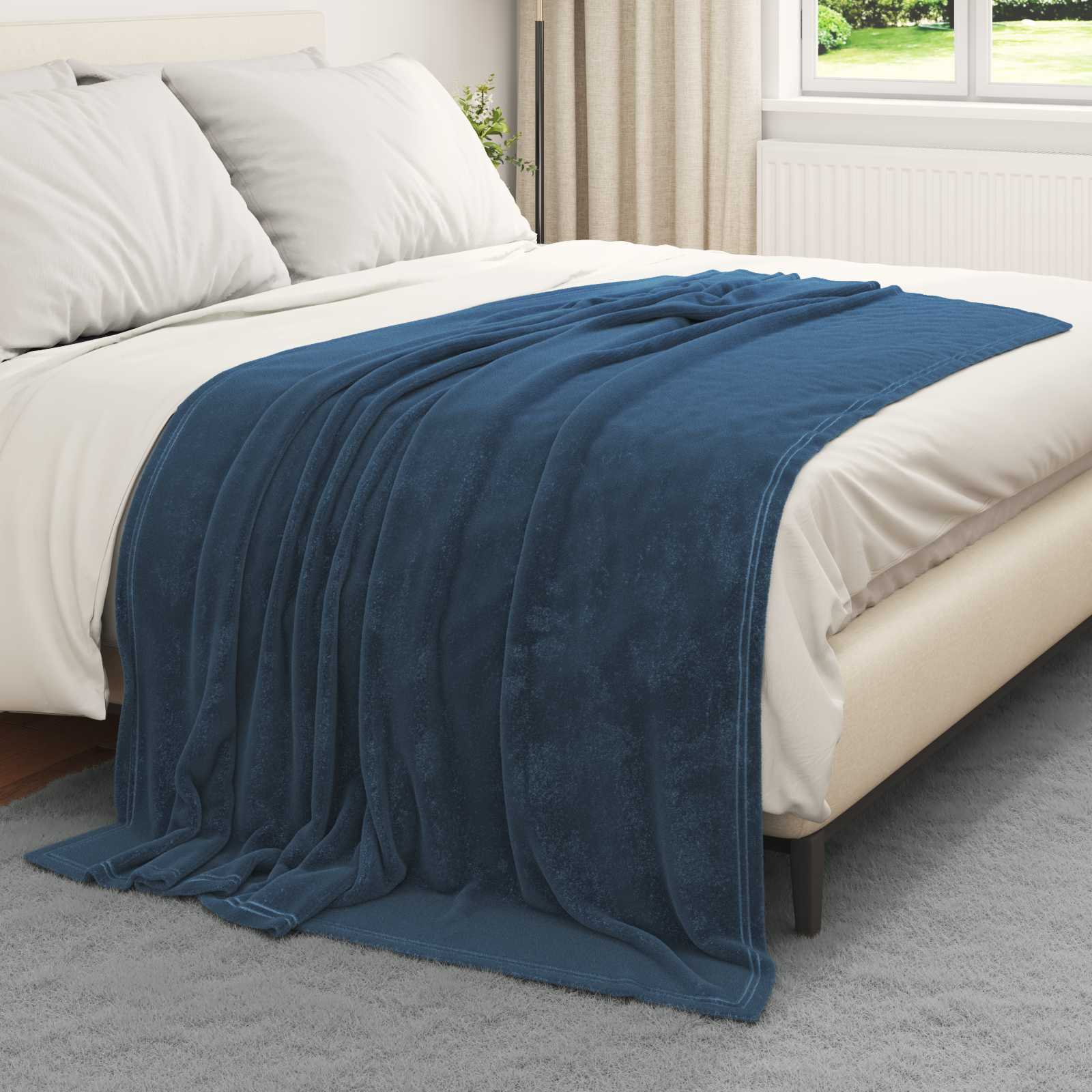 VidaXL tapis 6 pcs bleu marine 150 x 200 cm polaire