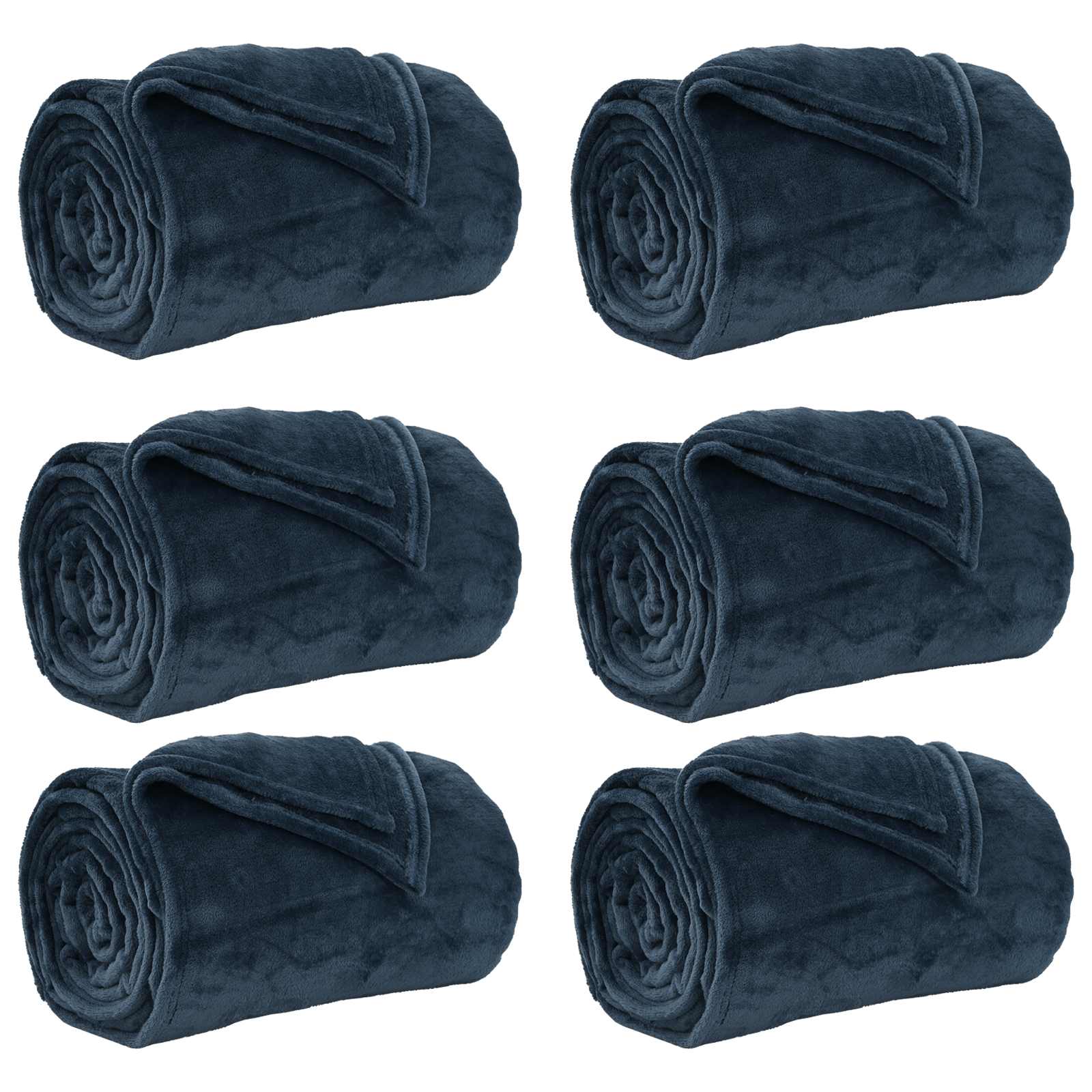 VidaXL tapis 6 pcs bleu marine 150 x 200 cm polaire