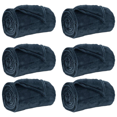 VidaXL tapis 6 pcs bleu marine 150 x 200 cm polaire