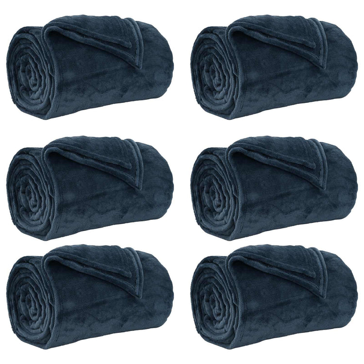 VidaXL tapis 6 pcs bleu marine 150 x 200 cm polaire
