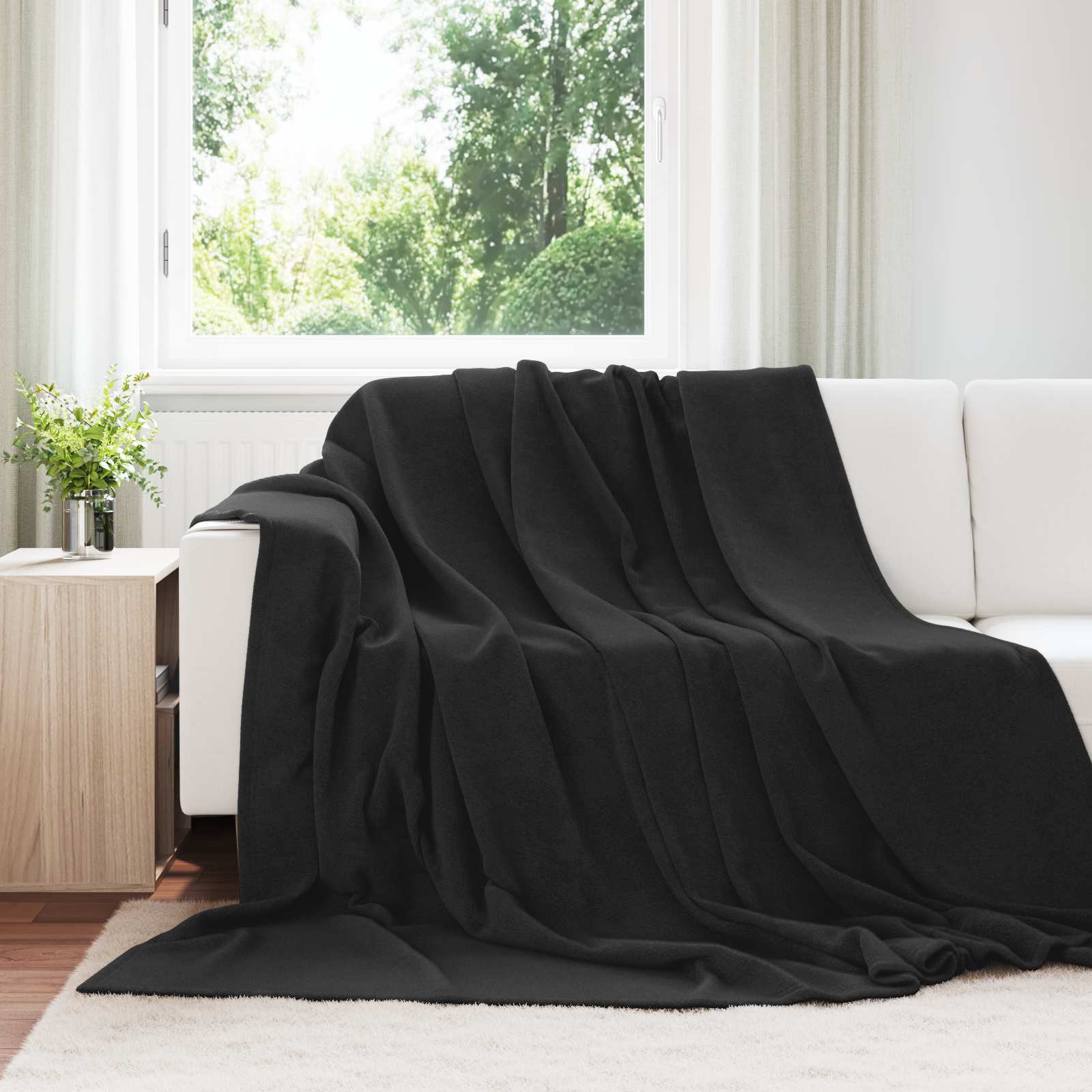 Vidaxl tapis 6 pcs noir 240 x 270 cm polaire