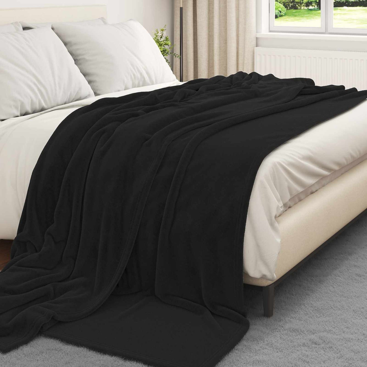 Vidaxl tapis 6 pcs noir 240 x 270 cm polaire