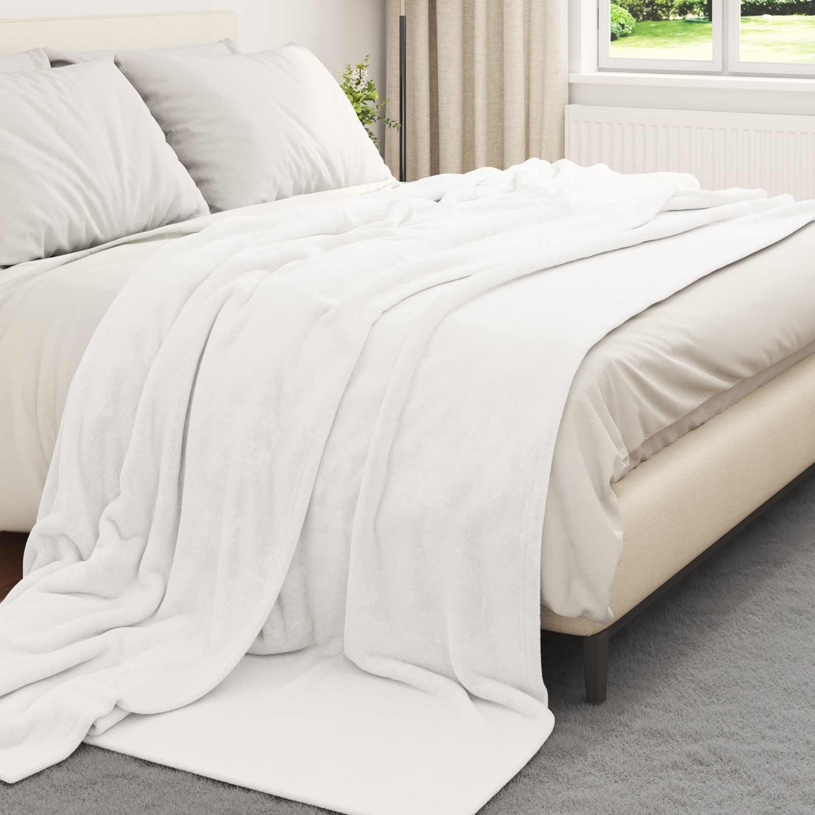 VidaXL tapis 6 pcs blanc 220 x 240 cm polaire