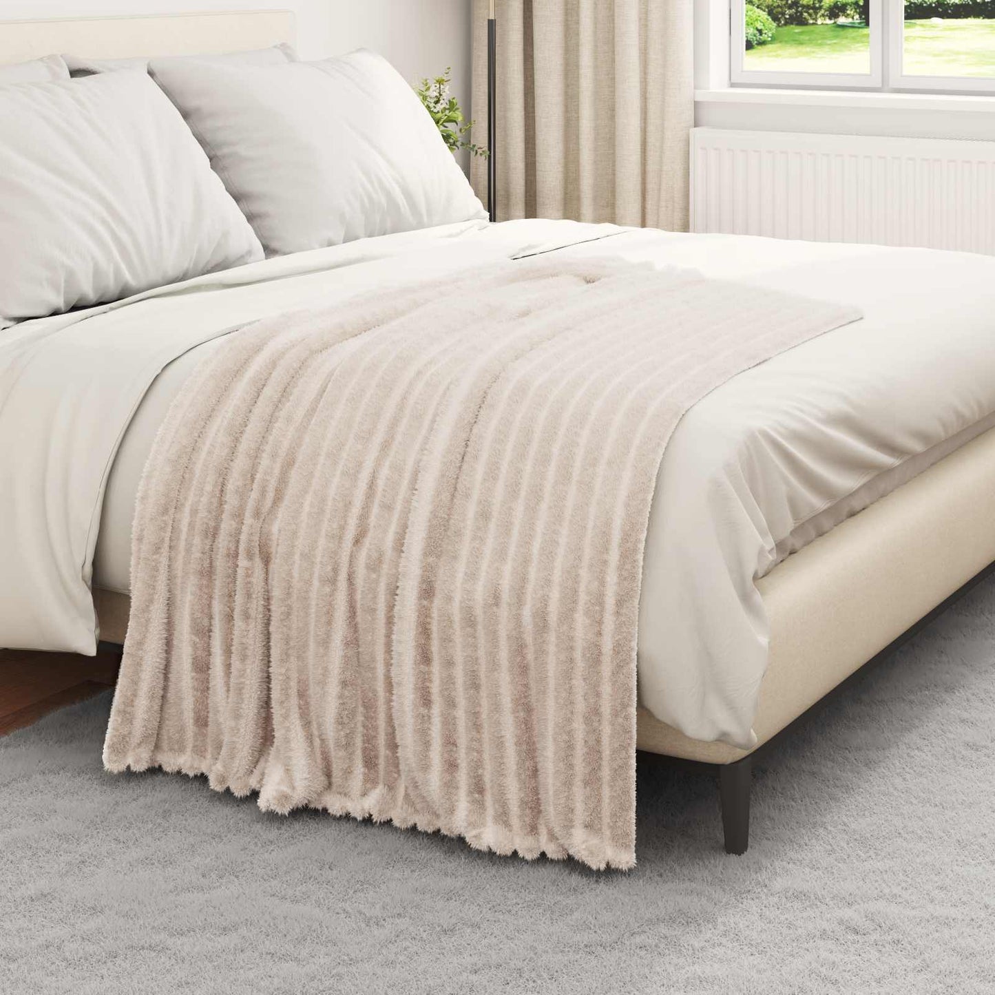 Vidaxl plaid beige 150 x 130 cm polaire