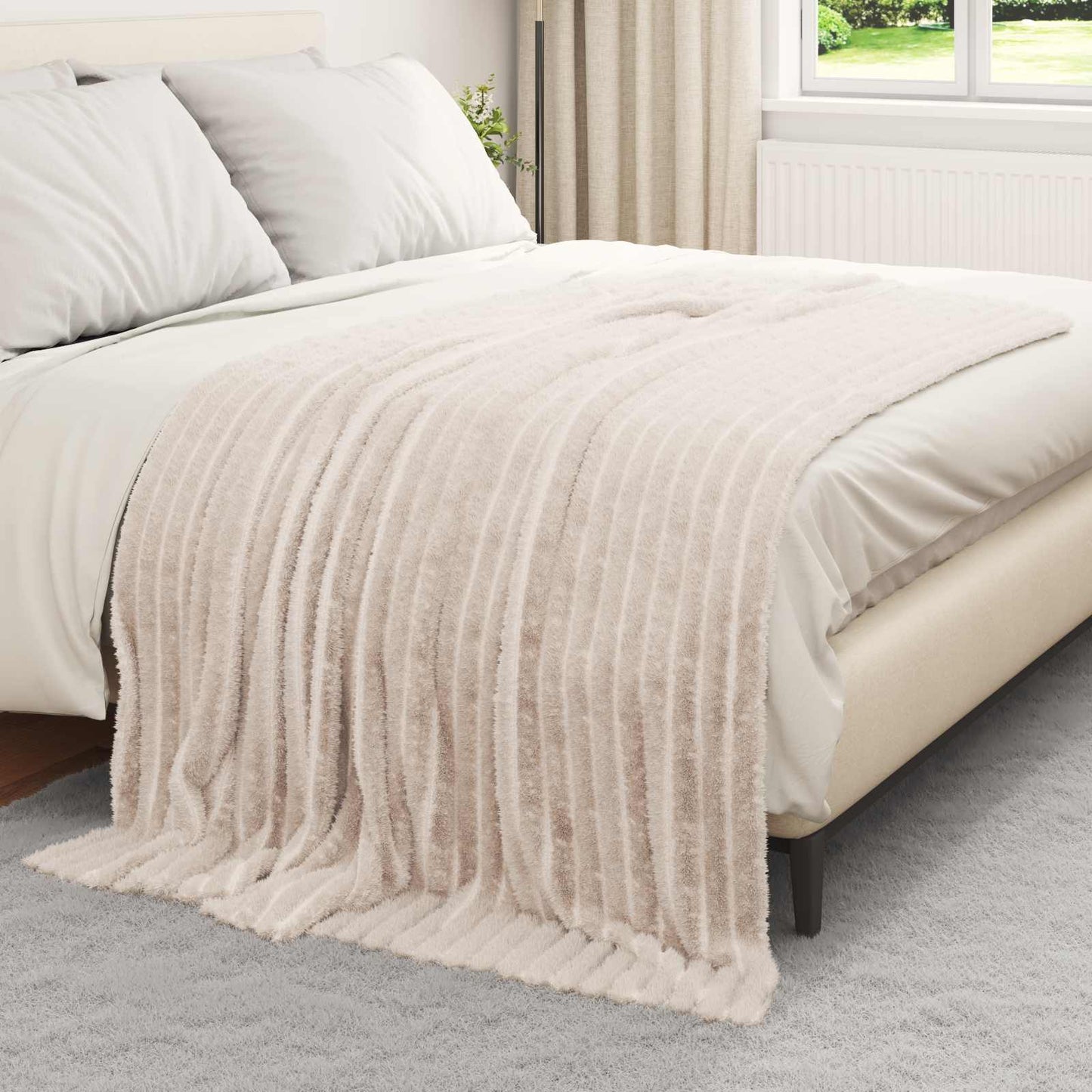Vidaxl plaid beige 200 x 150 cm polaire