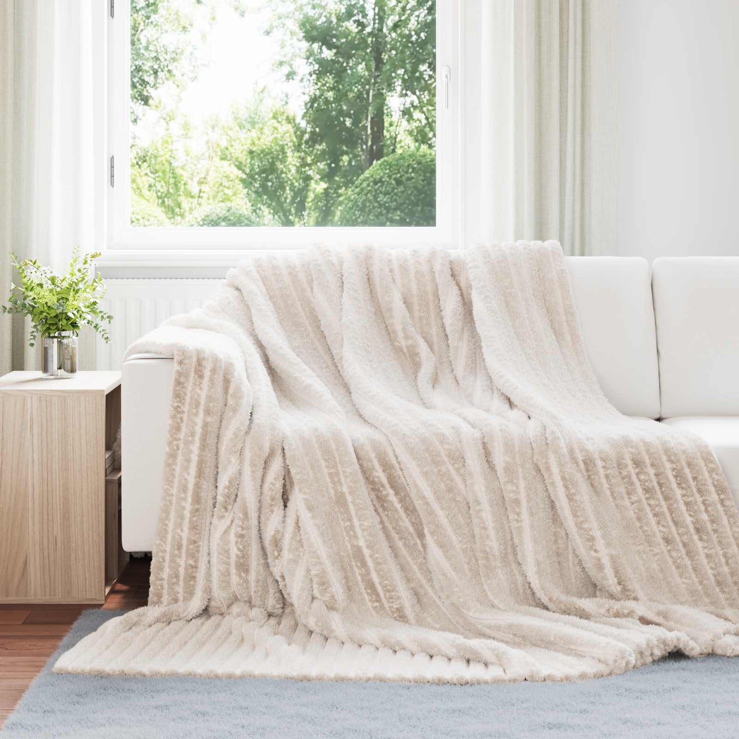 Vidaxl plaid beige 270 x 240 cm polaire