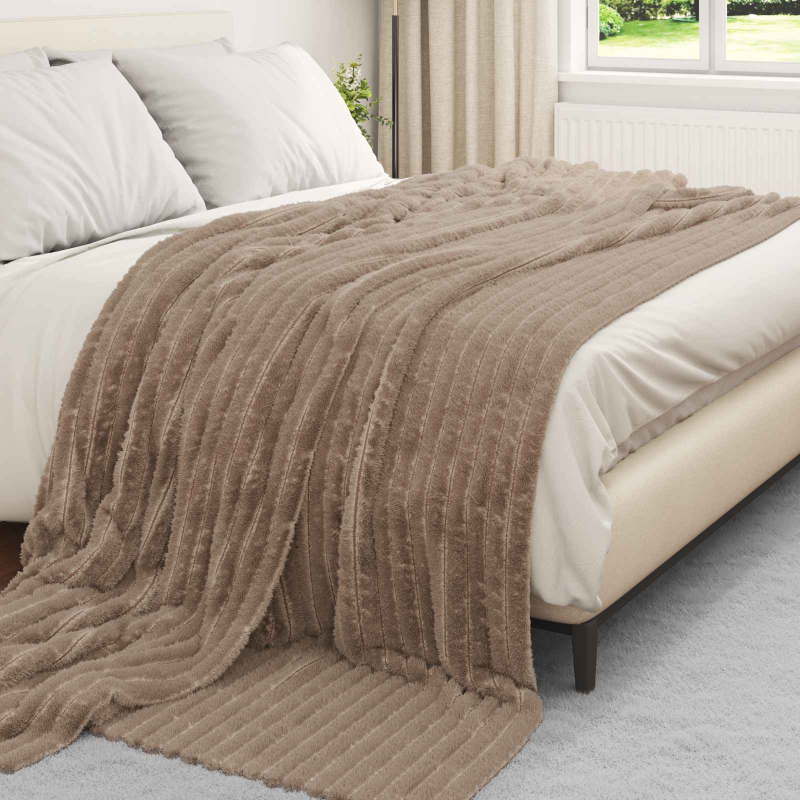 Vidaxx plaid chameau 240 x 220 cm polaire