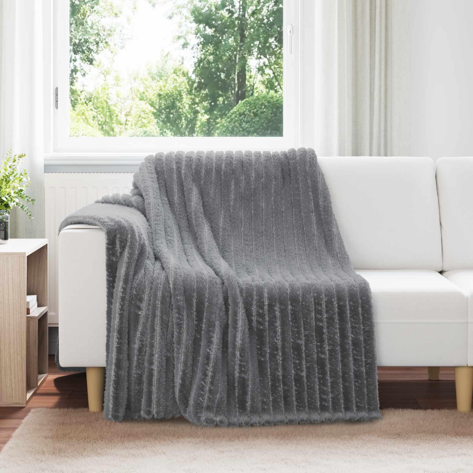 Vidaxl plaid gris foncé 200 x 150 cm polaire