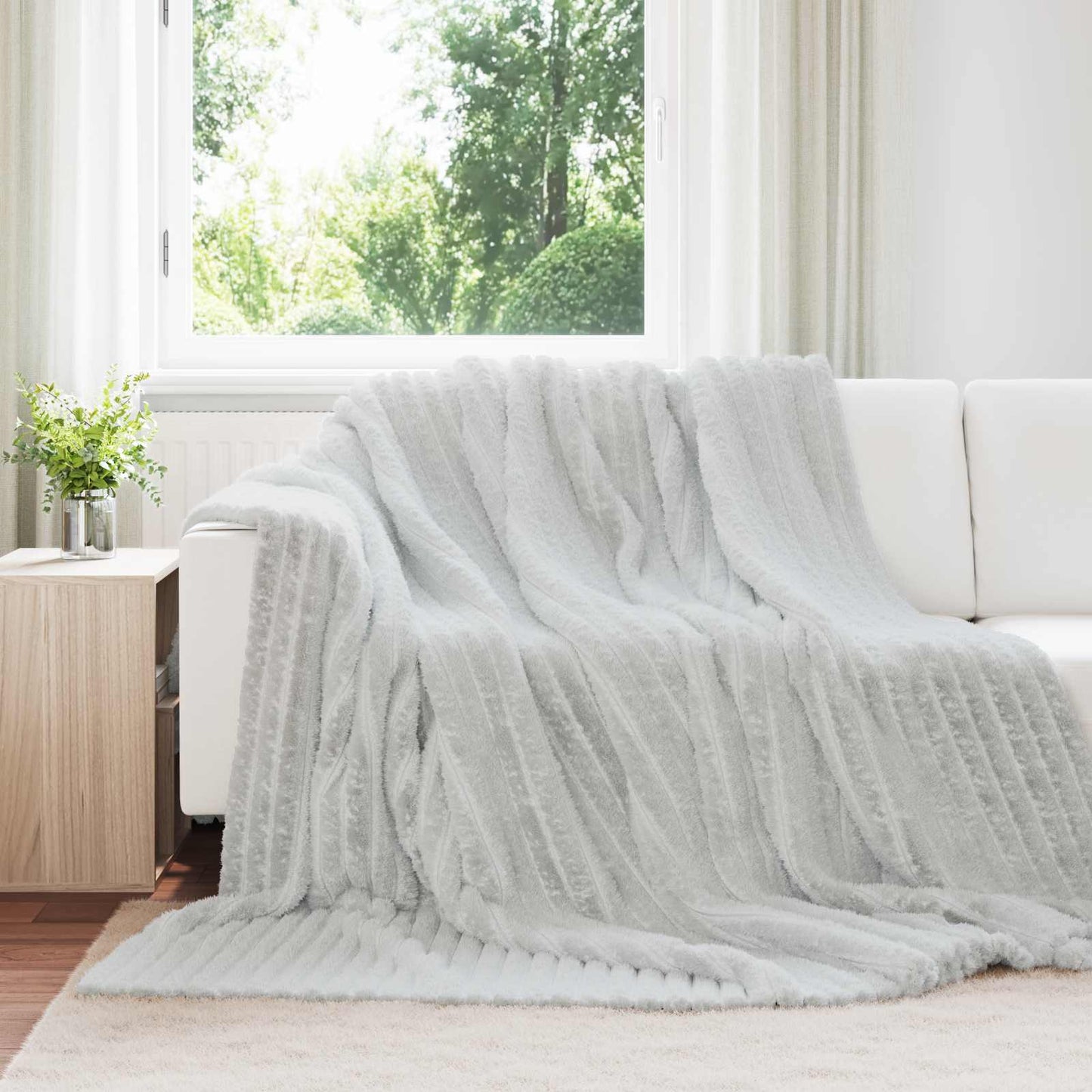 Vidaxx plaid gris 240 x 220 cm polaire