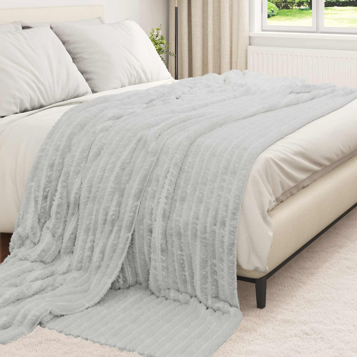 Vidaxx plaid gris 240 x 220 cm polaire