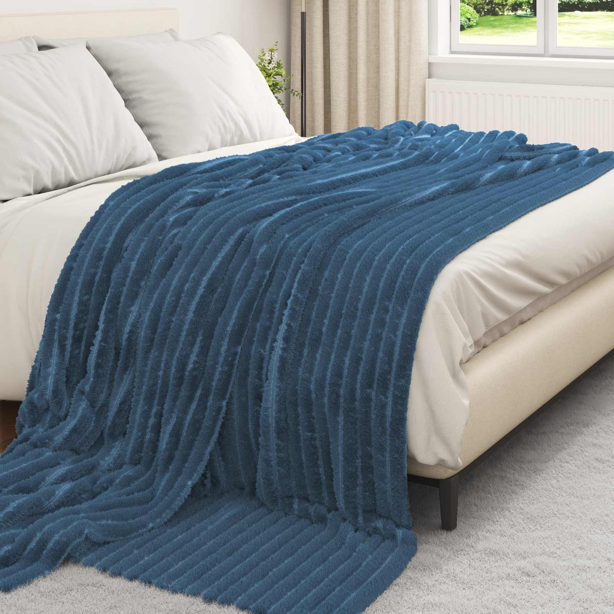 Vidaxx plaid bleu marine 240 x 220 cm polaire