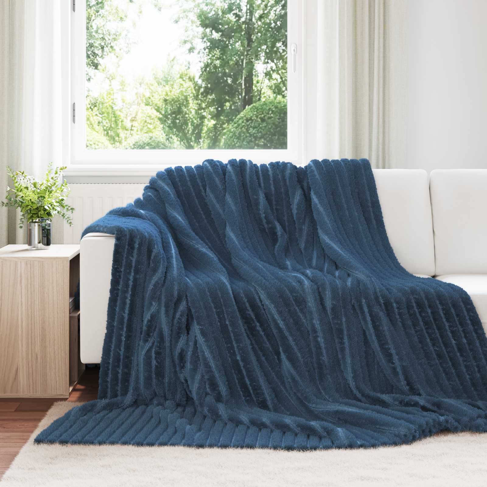 Vidaxx plaid bleu marine 270 x 240 cm polaire