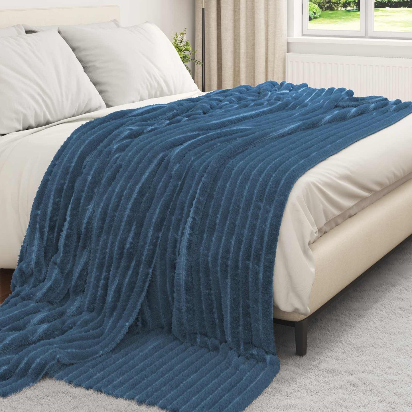 Vidaxx plaid bleu marine 270 x 240 cm polaire