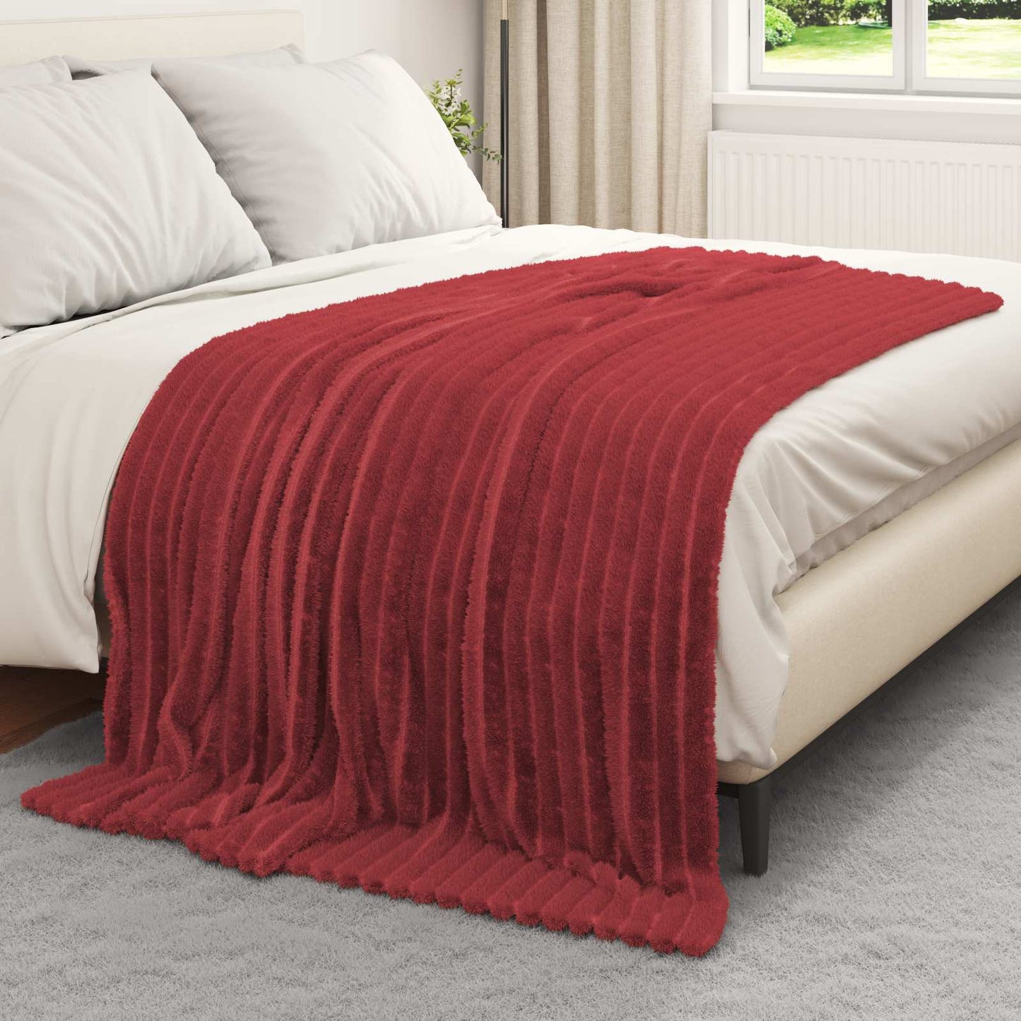Vidaxx plaid rouge bordeaux 200 x 150 cm polaire