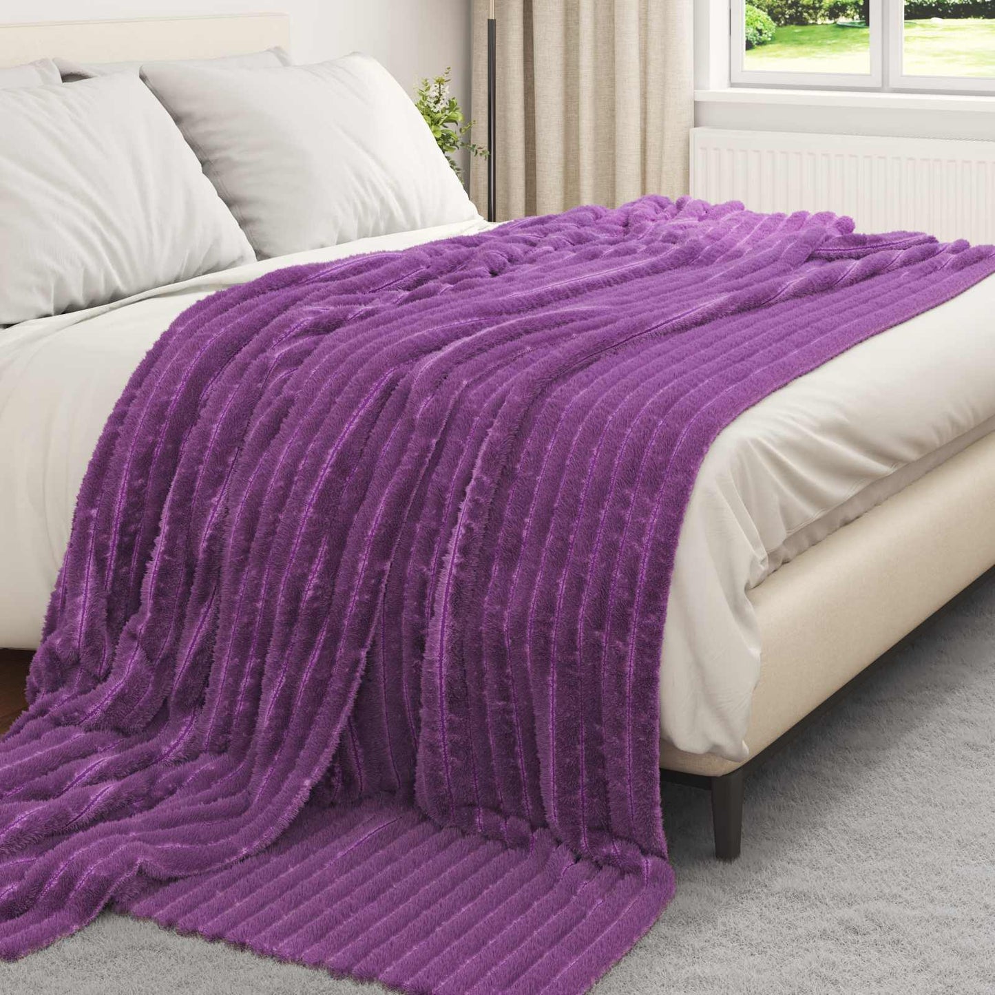 Vidaxl couverture violet 240 x 220 cm polaire
