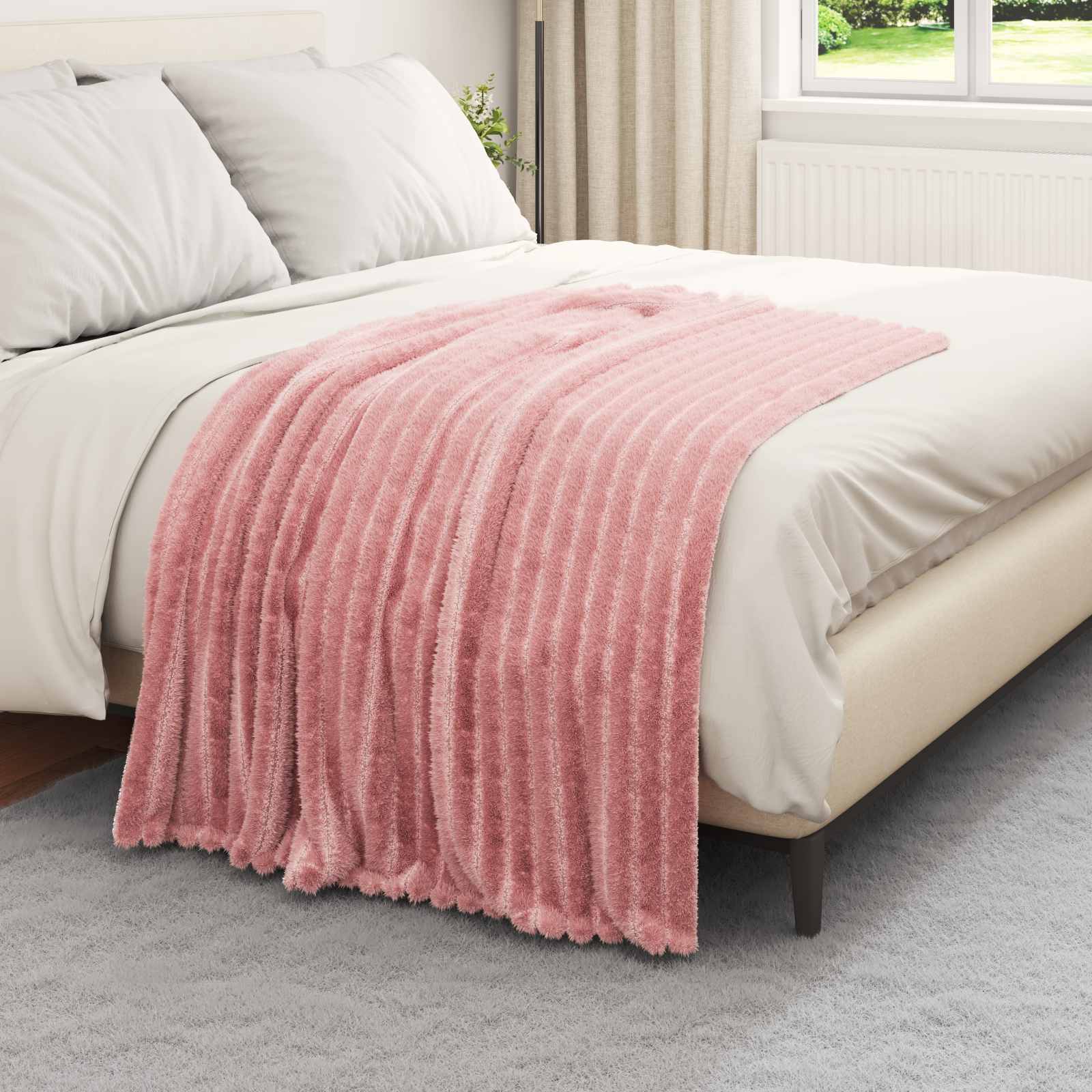 Vidaxl couverture rose 150 x 130 cm polaire