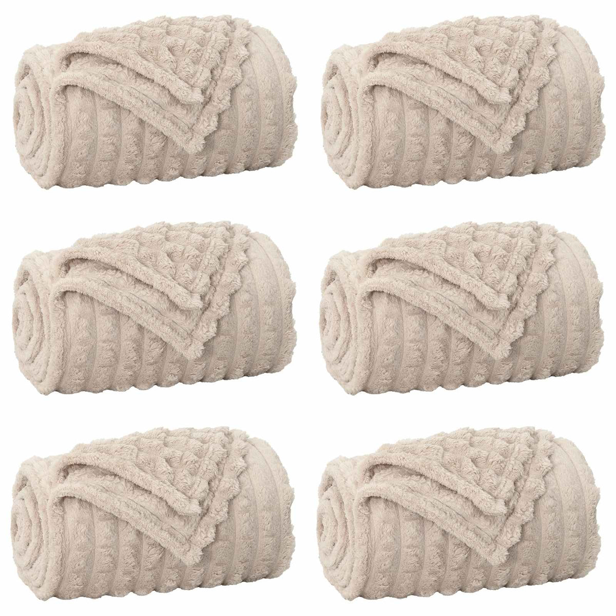 Vidaxl tapis 6 pcs beige 270 x 240 cm polaire