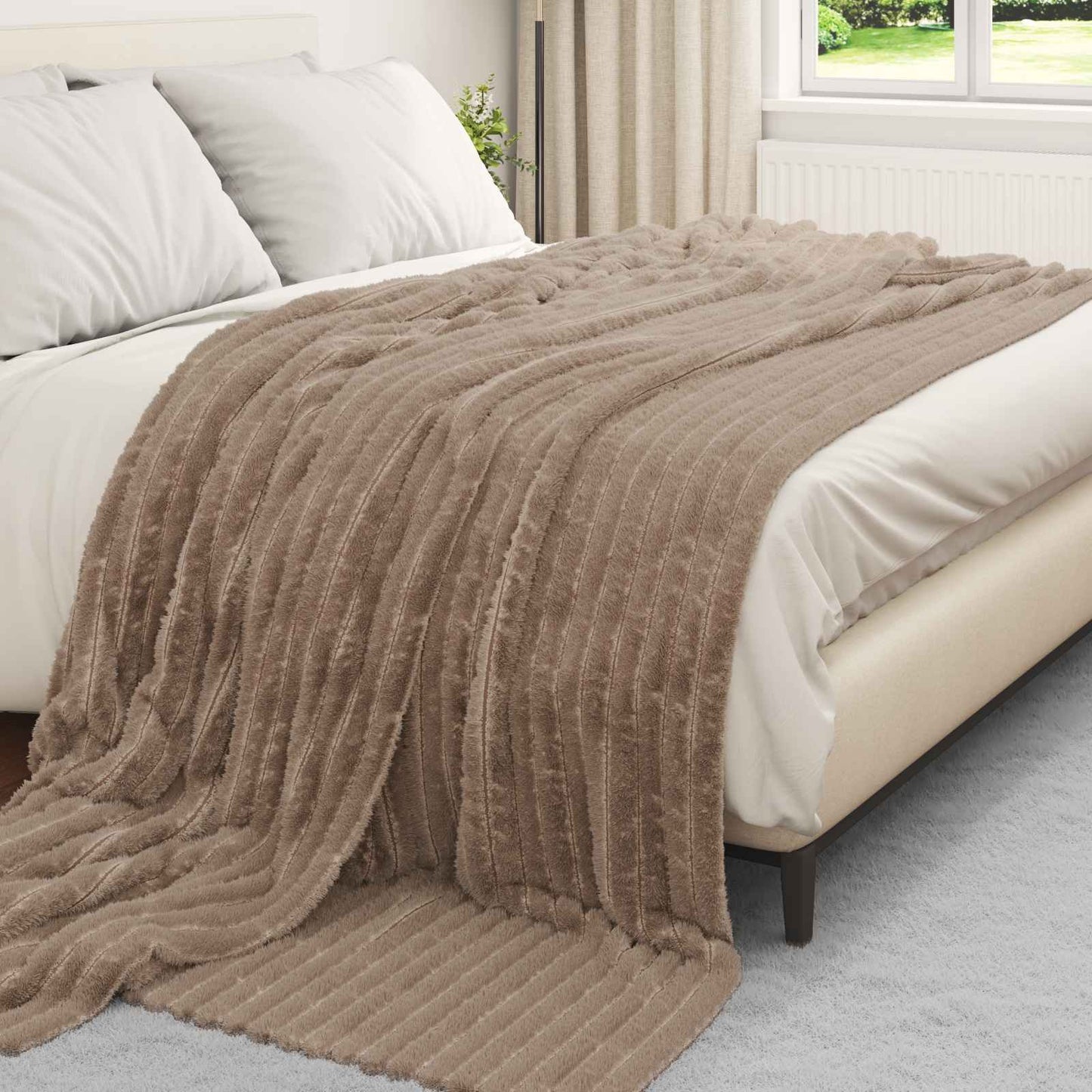 VidaXL tapis 6 pcs camel 240 x 220 cm polaire