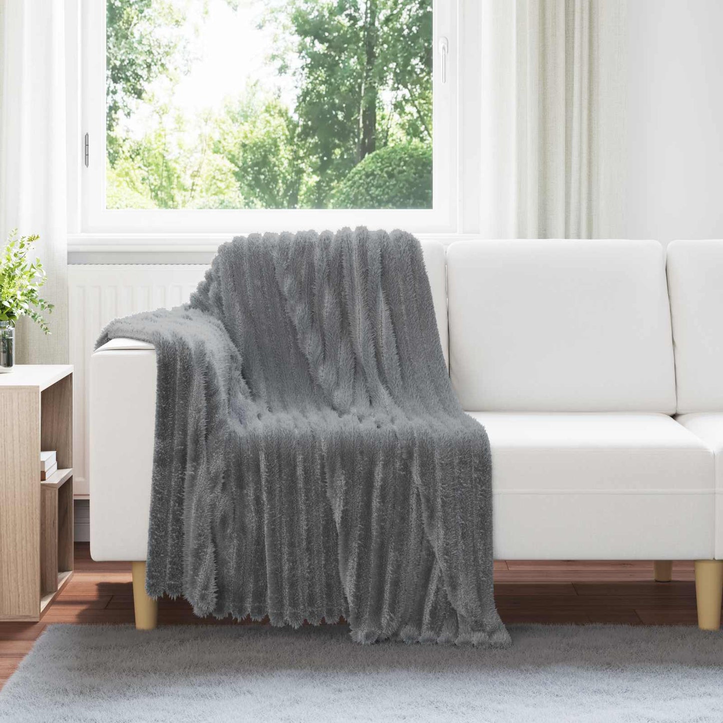 Vidaxl tapis 6 pcs gris foncé 150 x 130 cm polaire