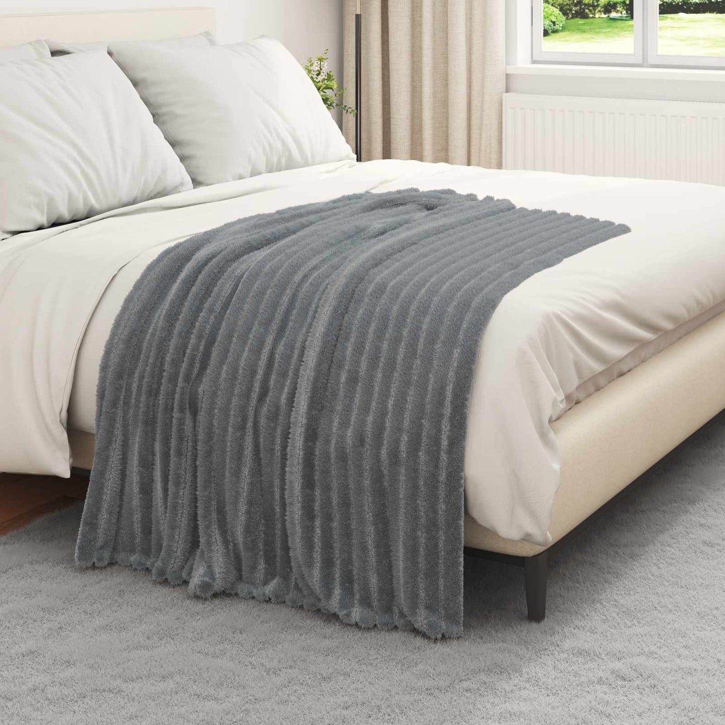 Vidaxl tapis 6 pcs gris foncé 150 x 130 cm polaire