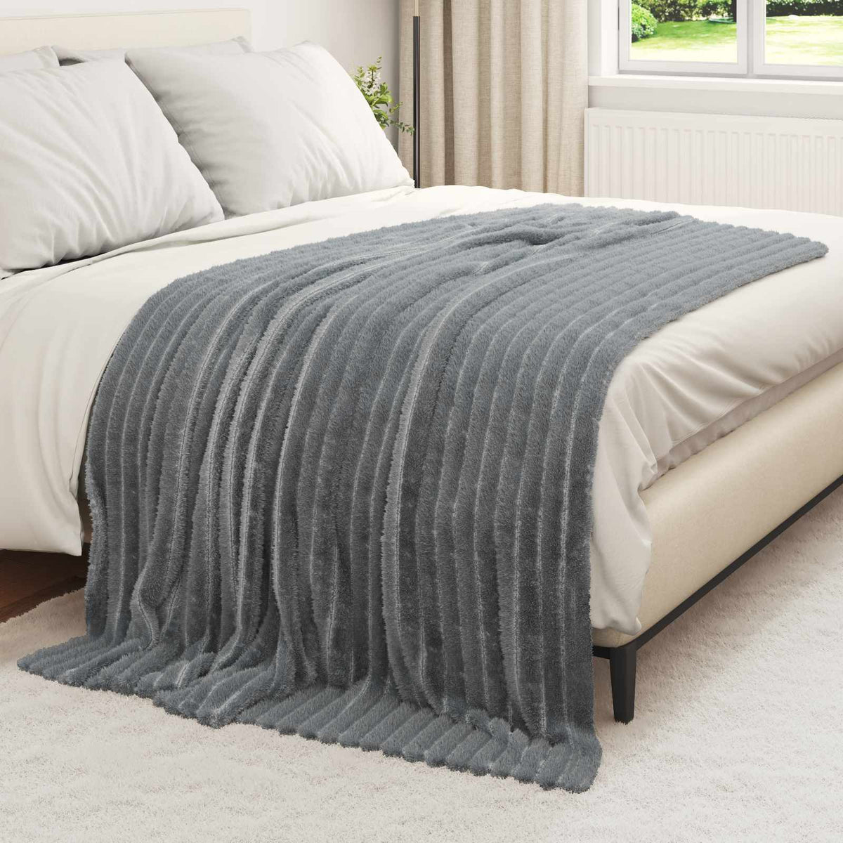 Vidaxl tapis 6 pcs gris foncé 200 x 150 cm polaire
