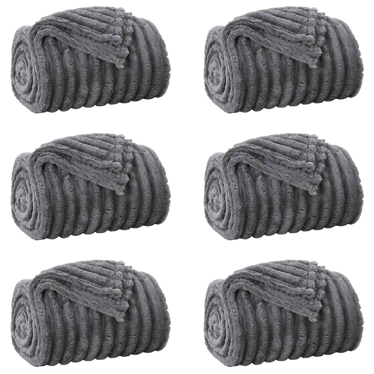 Vidaxl tapis 6 pcs gris foncé 240 x 220 cm polaire