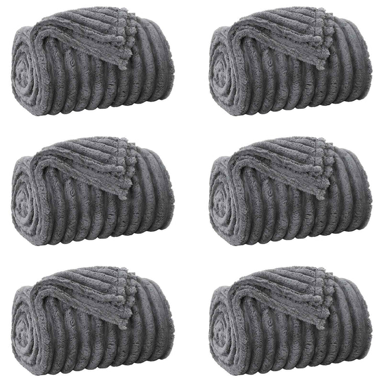 Vidaxl tapis 6 pcs gris foncé 240 x 220 cm polaire