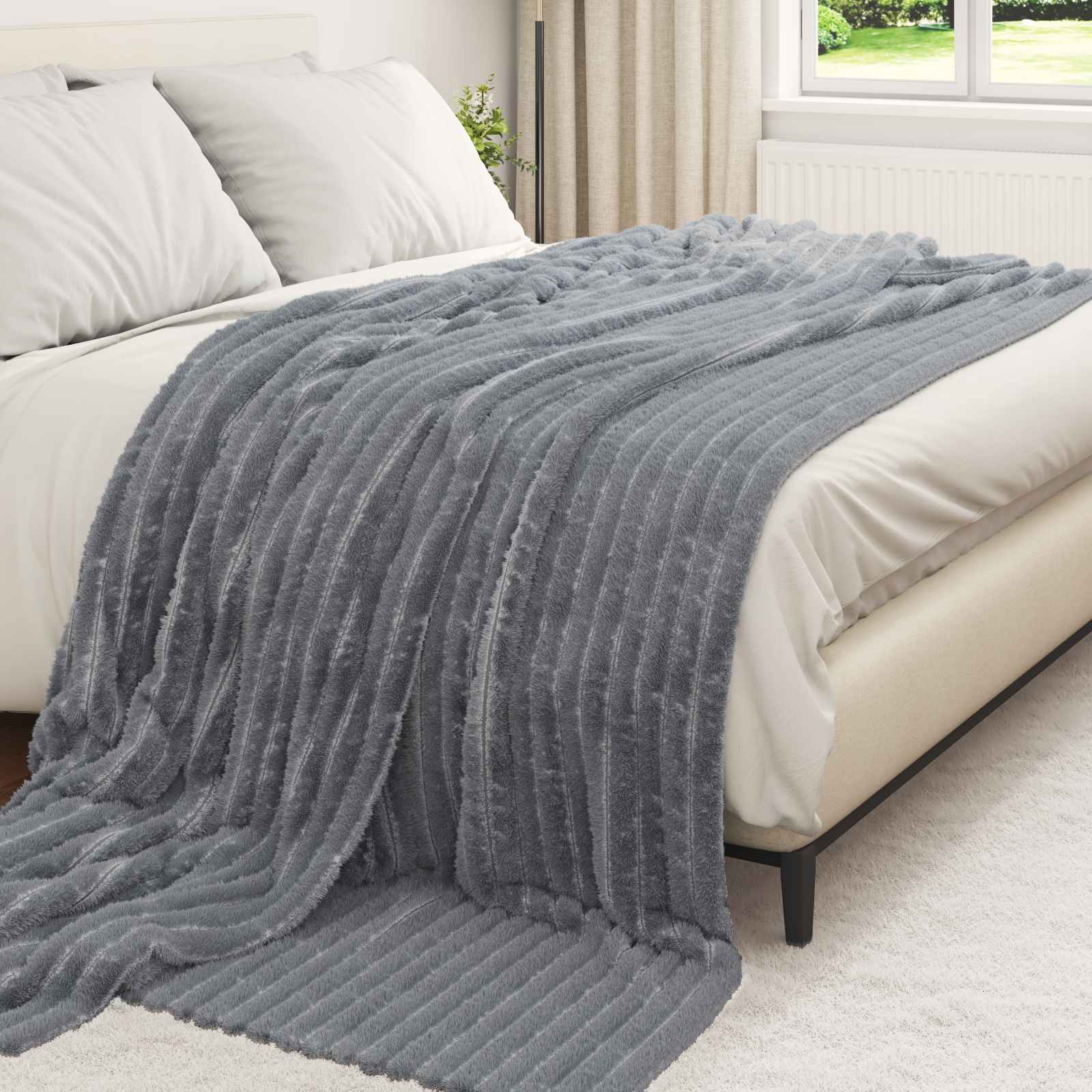 Vidaxl tapis 6 pcs gris foncé 270 x 240 cm polaire