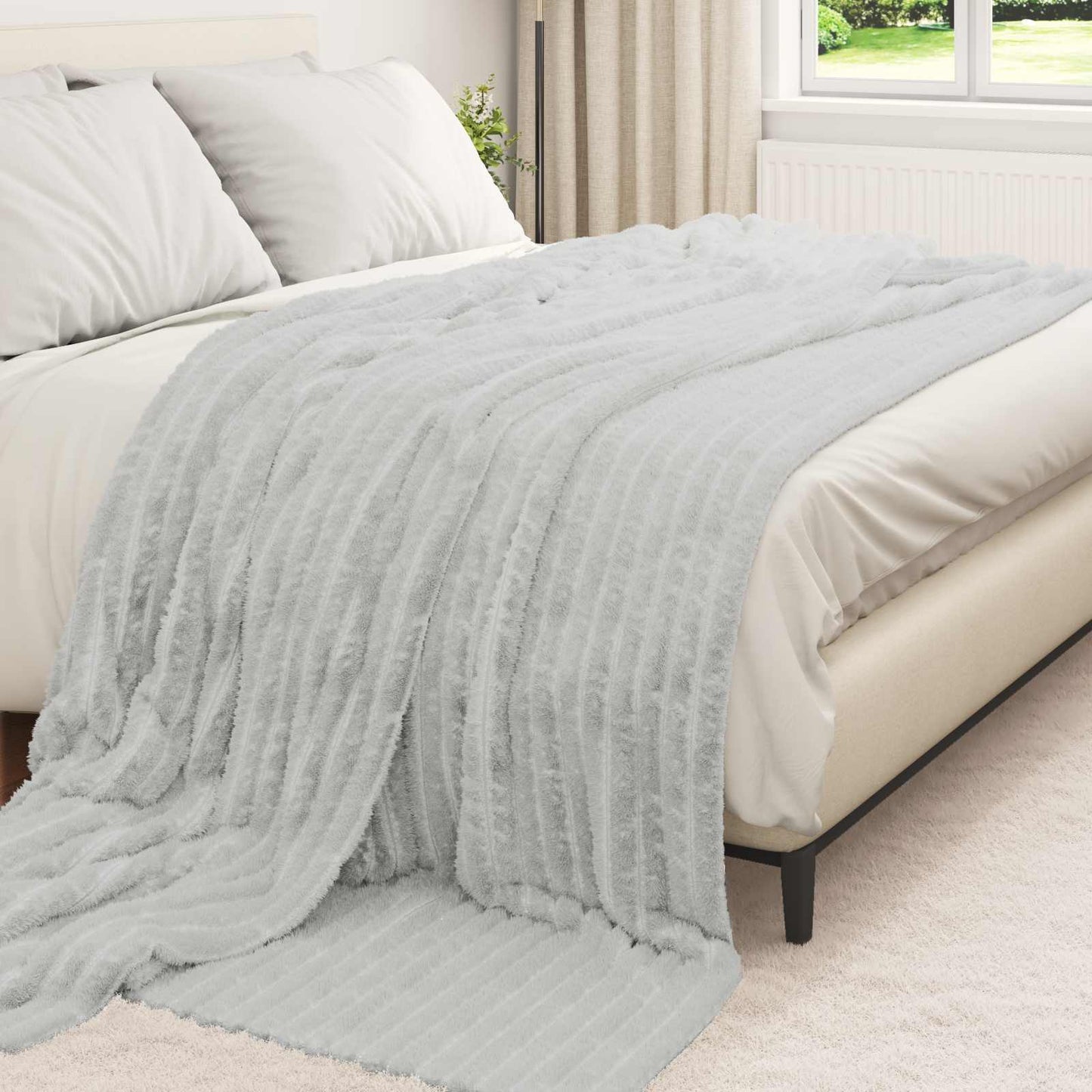 VidaXL tapis 6 pcs gris 270 x 240 cm polaire