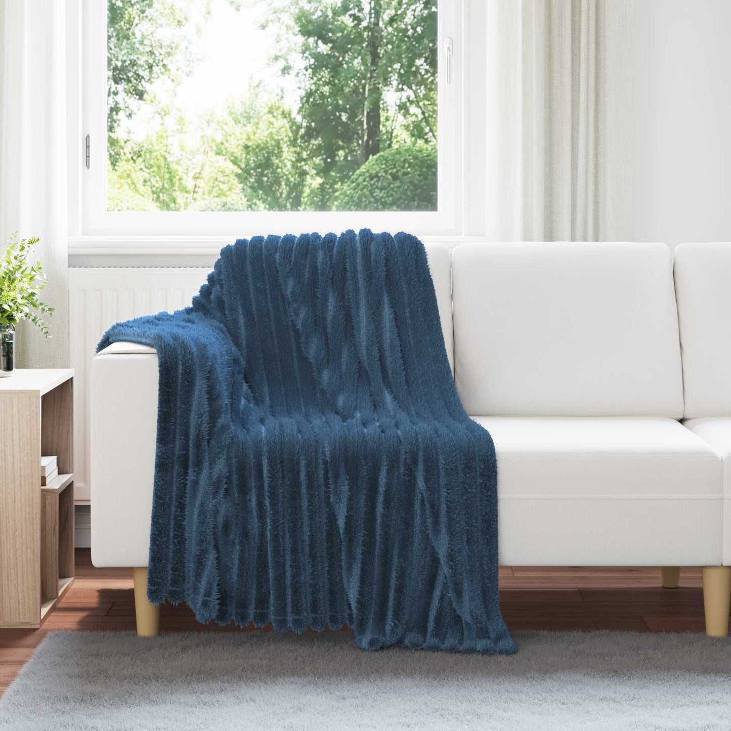 VidaXL tapis 6 pcs bleu marine 150 x 130 cm polaire