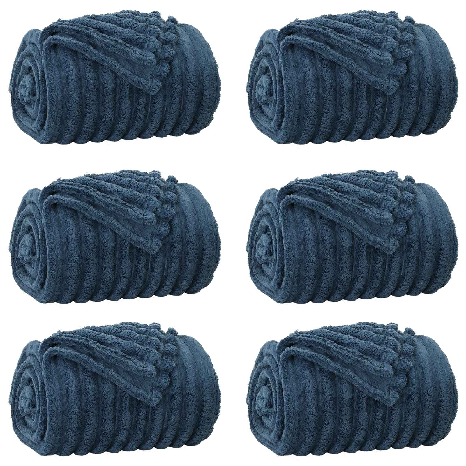 VidaXL tapis 6 pcs bleu marine 240 x 220 cm polaire