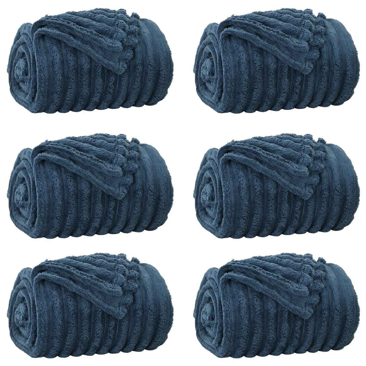 VidaXL tapis 6 pcs bleu marine 240 x 220 cm polaire