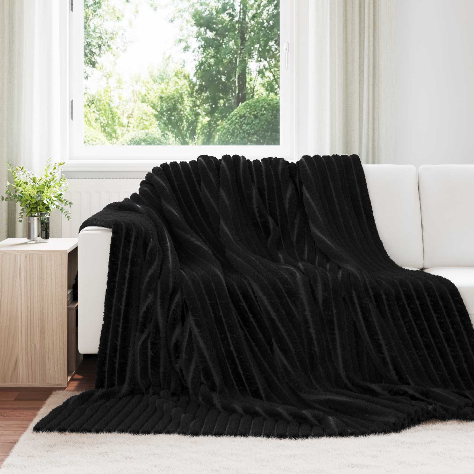 VidaXL tapis 6 pcs noir 270 x 240 cm polaire