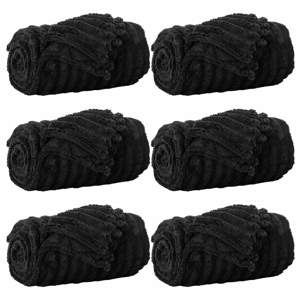 VidaXL tapis 6 pcs noir 270 x 240 cm polaire