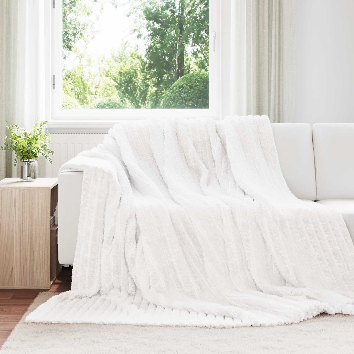 VidaXL tapis 6 pcs blanc 270 x 240 cm polaire