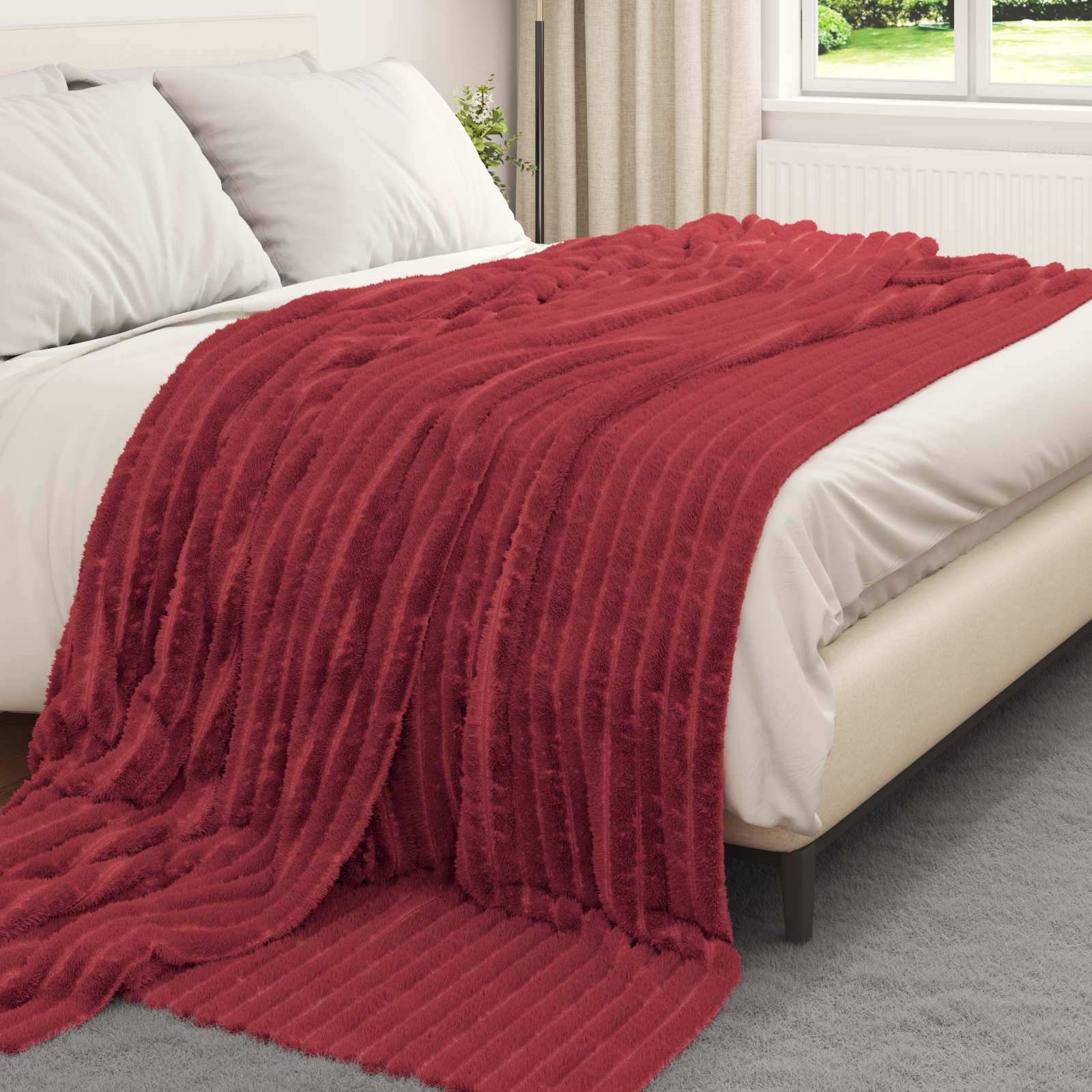 VidaXL tapis 6 pcs rouge bordeaux 240 x 220 cm polaire