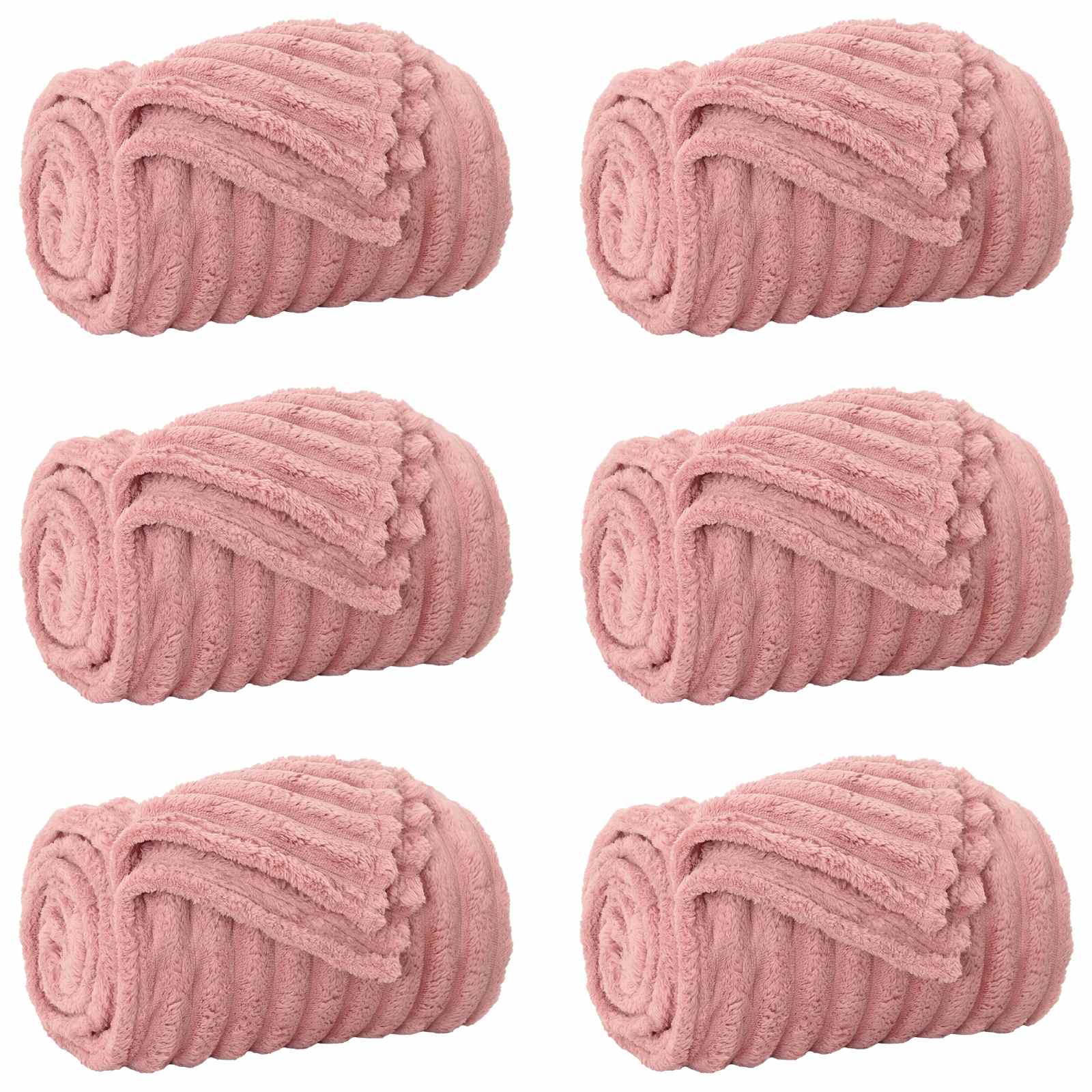Vidaxl tapis 6 pcs rose 240 x 220 cm polaire